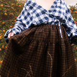 The Oak Skirt - Brown + Black checked linen - House of Flint
