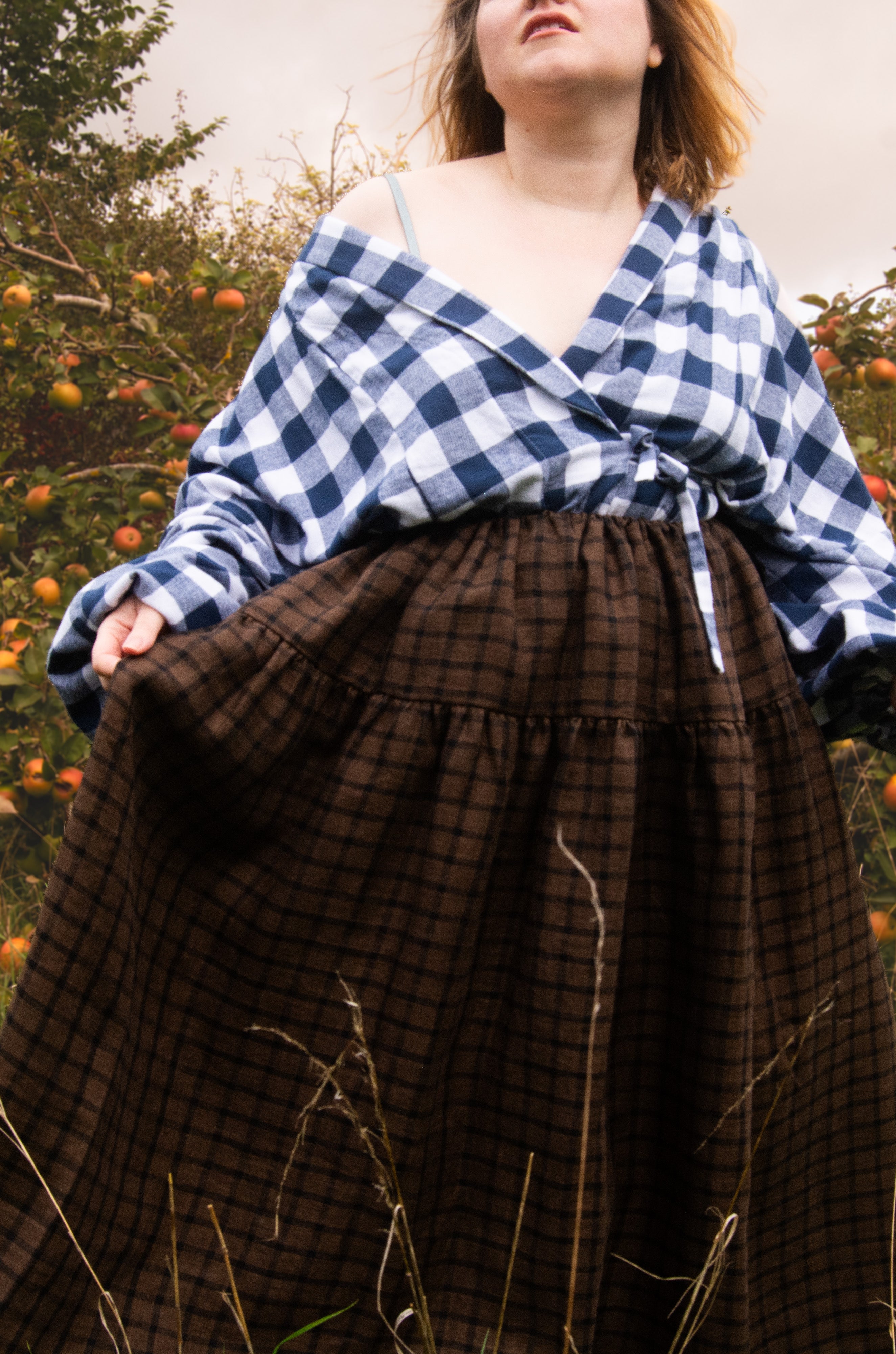 The Oak Skirt - Brown + Black checked linen - House of Flint