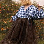 The Oak Skirt - Brown + Black checked linen - House of Flint