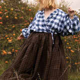 The Oak Skirt - Brown + Black checked linen - House of Flint