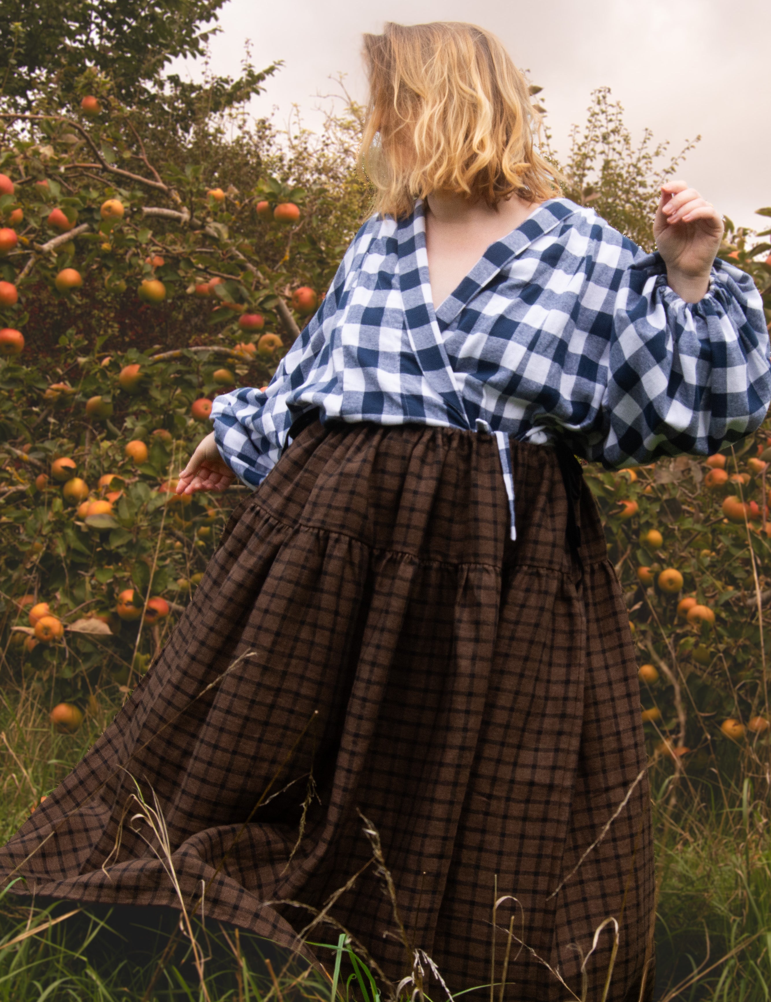 The Oak Skirt - Brown + Black checked linen - House of Flint