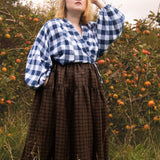 The Oak Skirt - Brown + Black checked linen - House of Flint