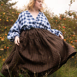 The Oak Skirt - Brown + Black checked linen - House of Flint
