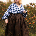 The Oak Skirt - Brown + Black checked linen - House of Flint