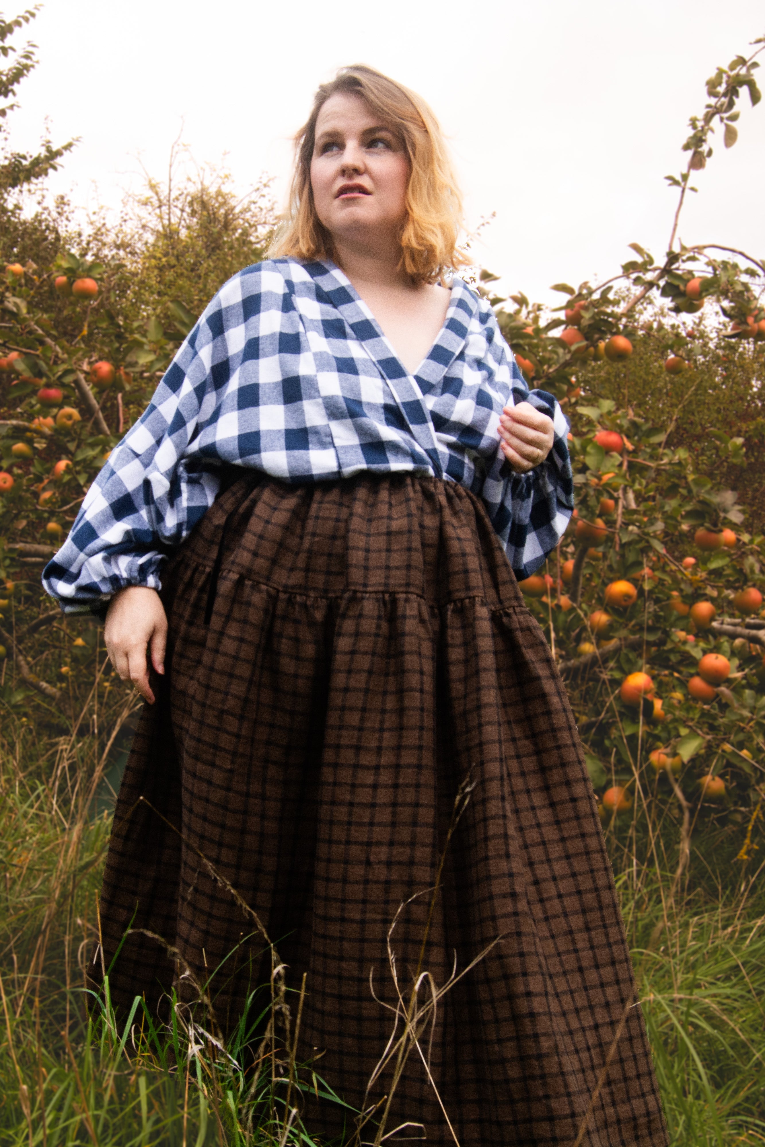 The Oak Skirt - Brown + Black checked linen - House of Flint