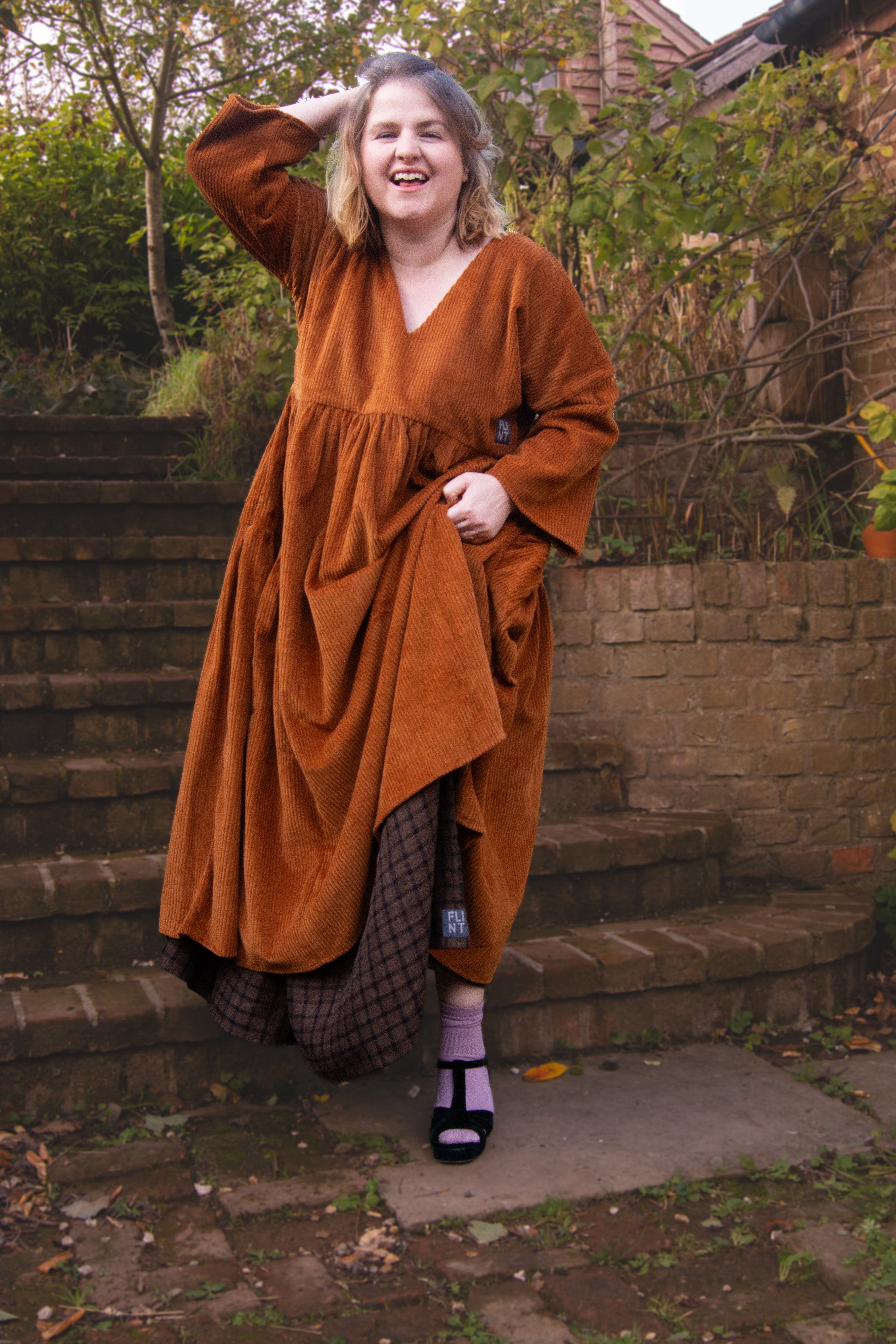 The Double Take Dress in Cider corduroy - House of Flint