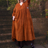 The Double Take Dress in Cider corduroy - House of Flint