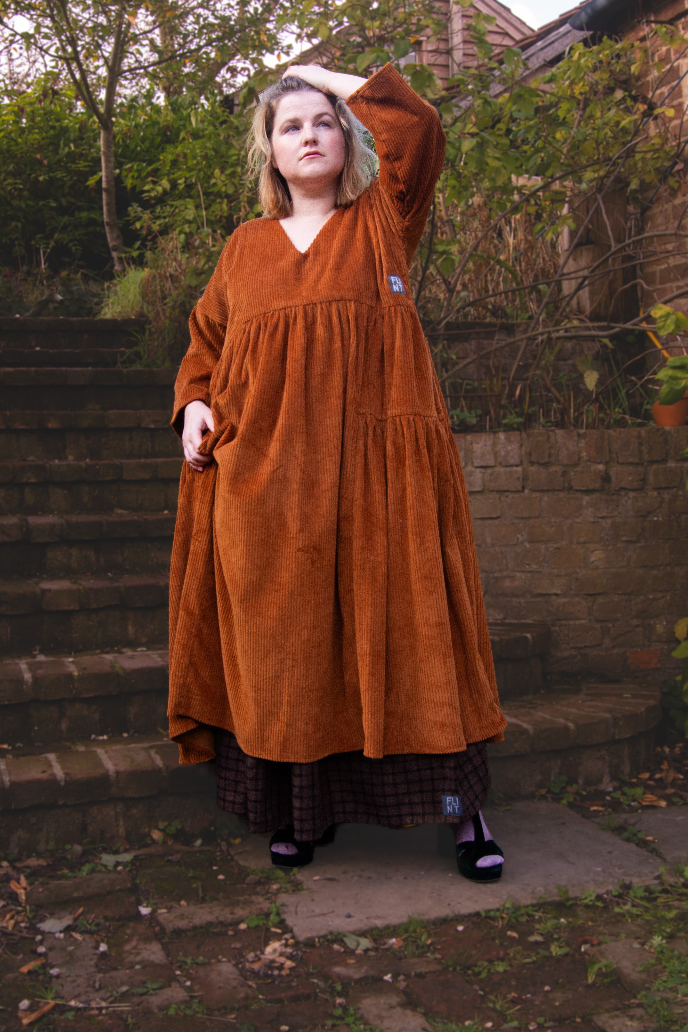 The Double Take Dress in Cider corduroy - House of Flint