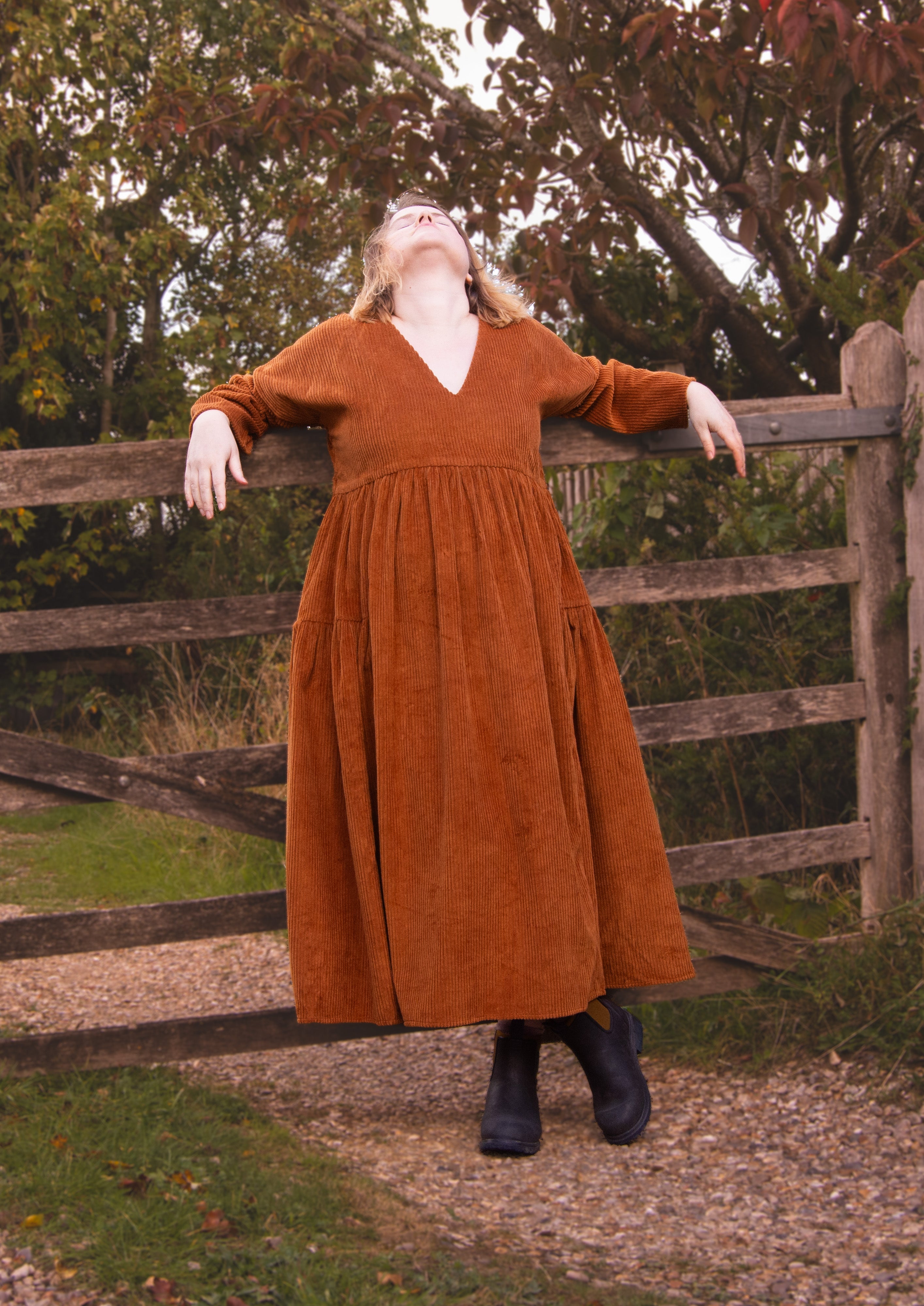 The Double Take Dress in Cider corduroy - House of Flint