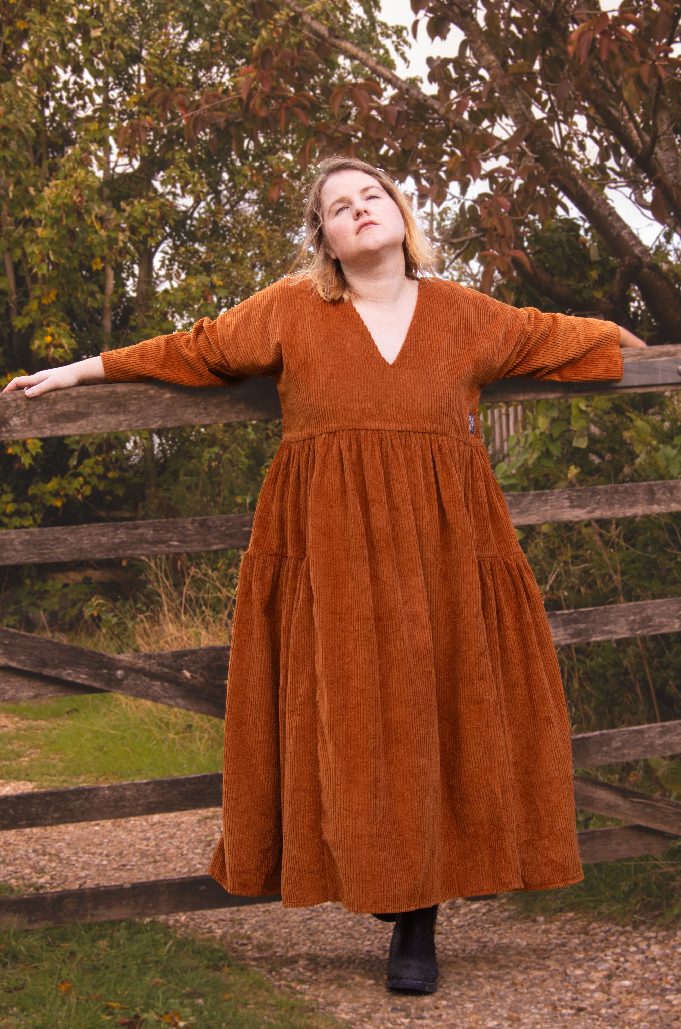 The Double Take Dress in Cider corduroy - House of Flint
