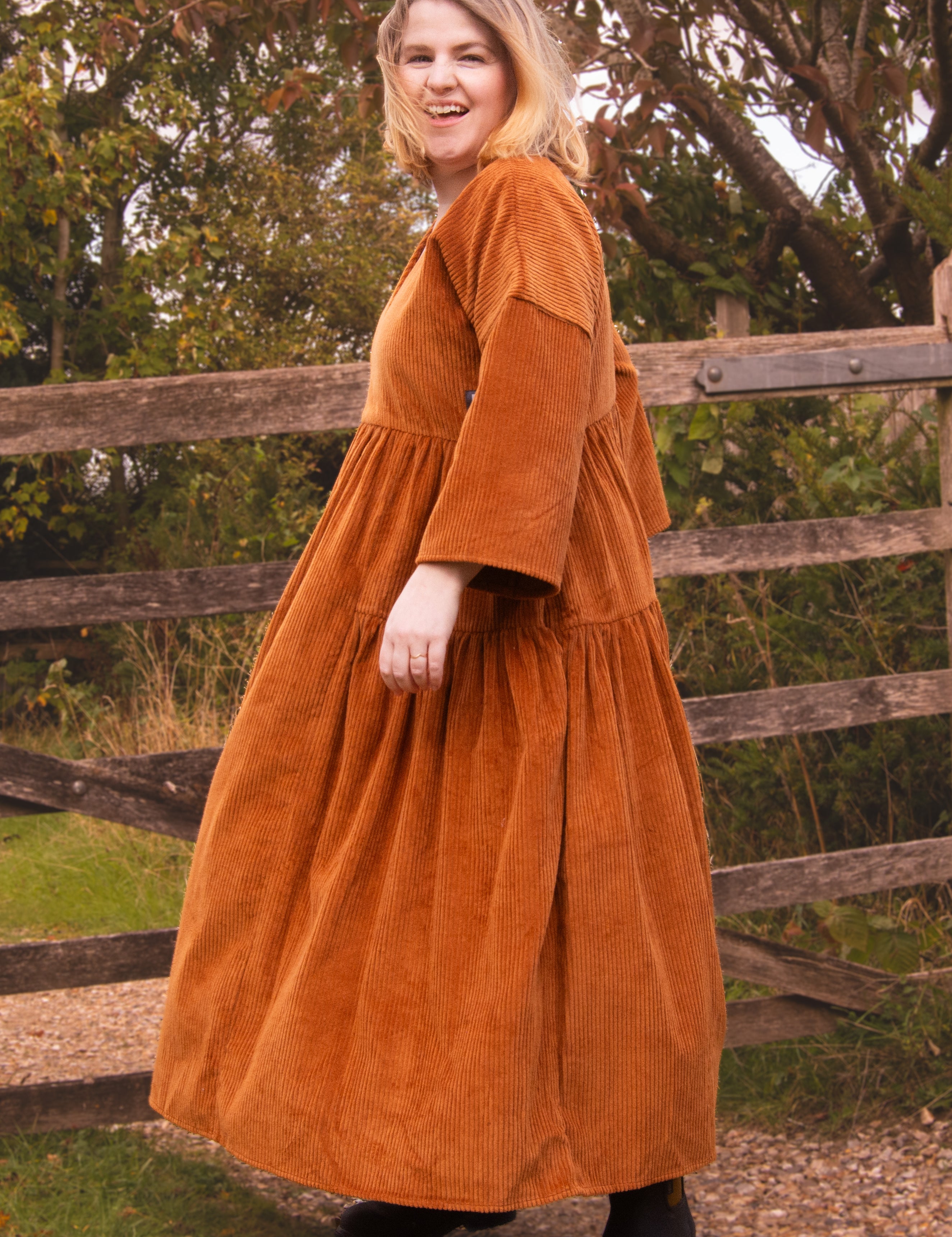The Double Take Dress in Cider corduroy - House of Flint