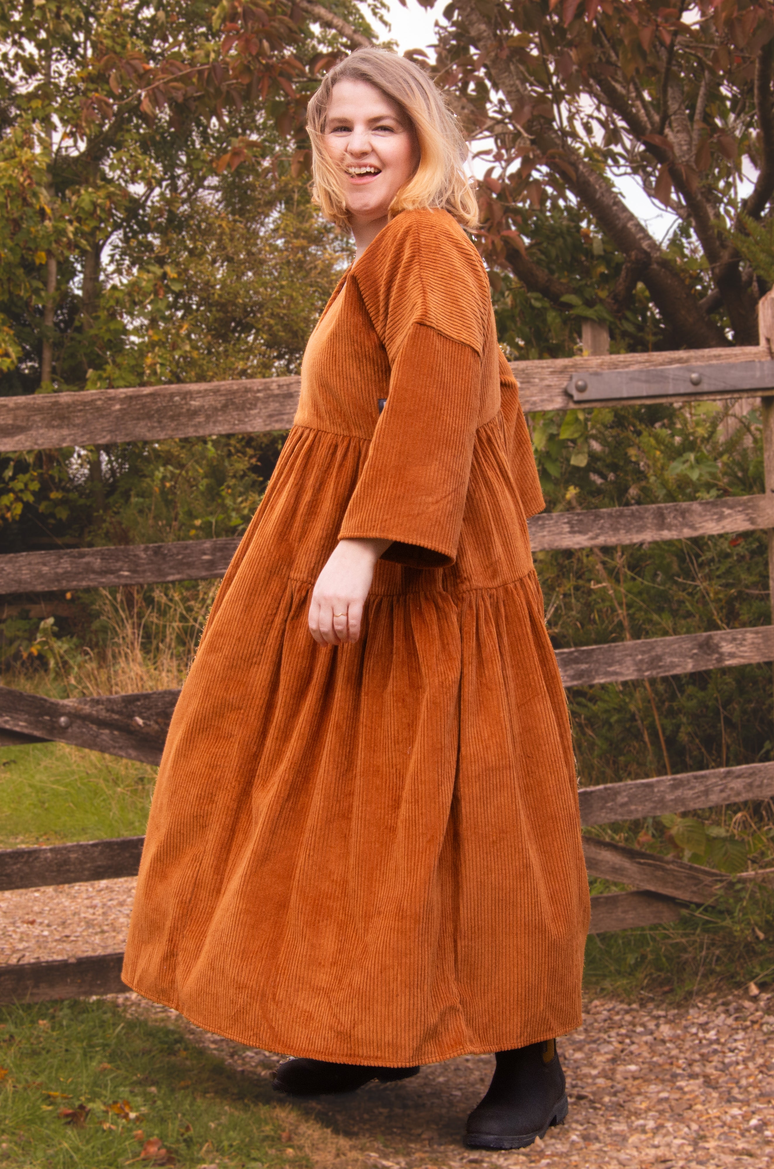 The Double Take Dress in Cider corduroy - House of Flint