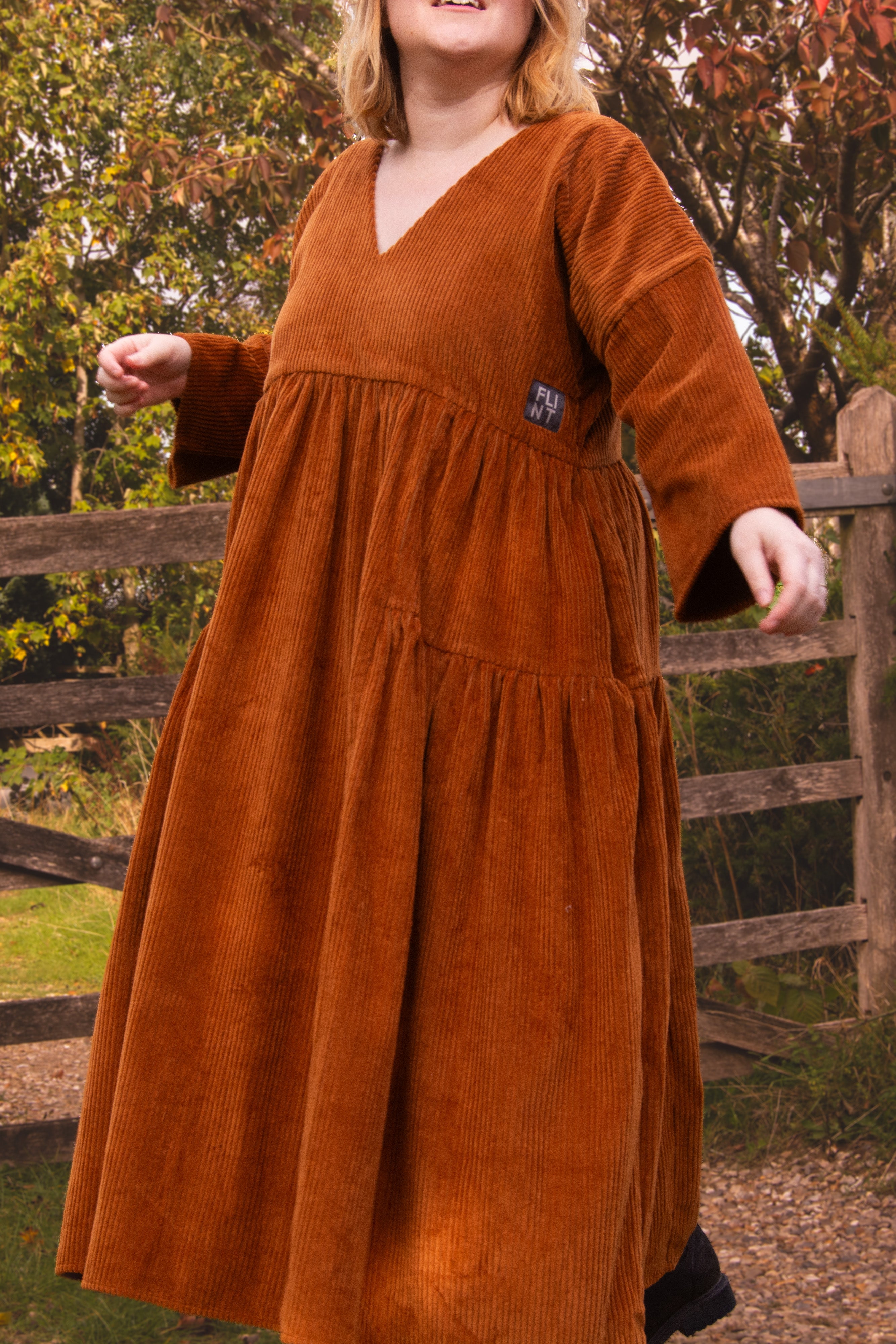 The Double Take Dress in Cider corduroy - House of Flint