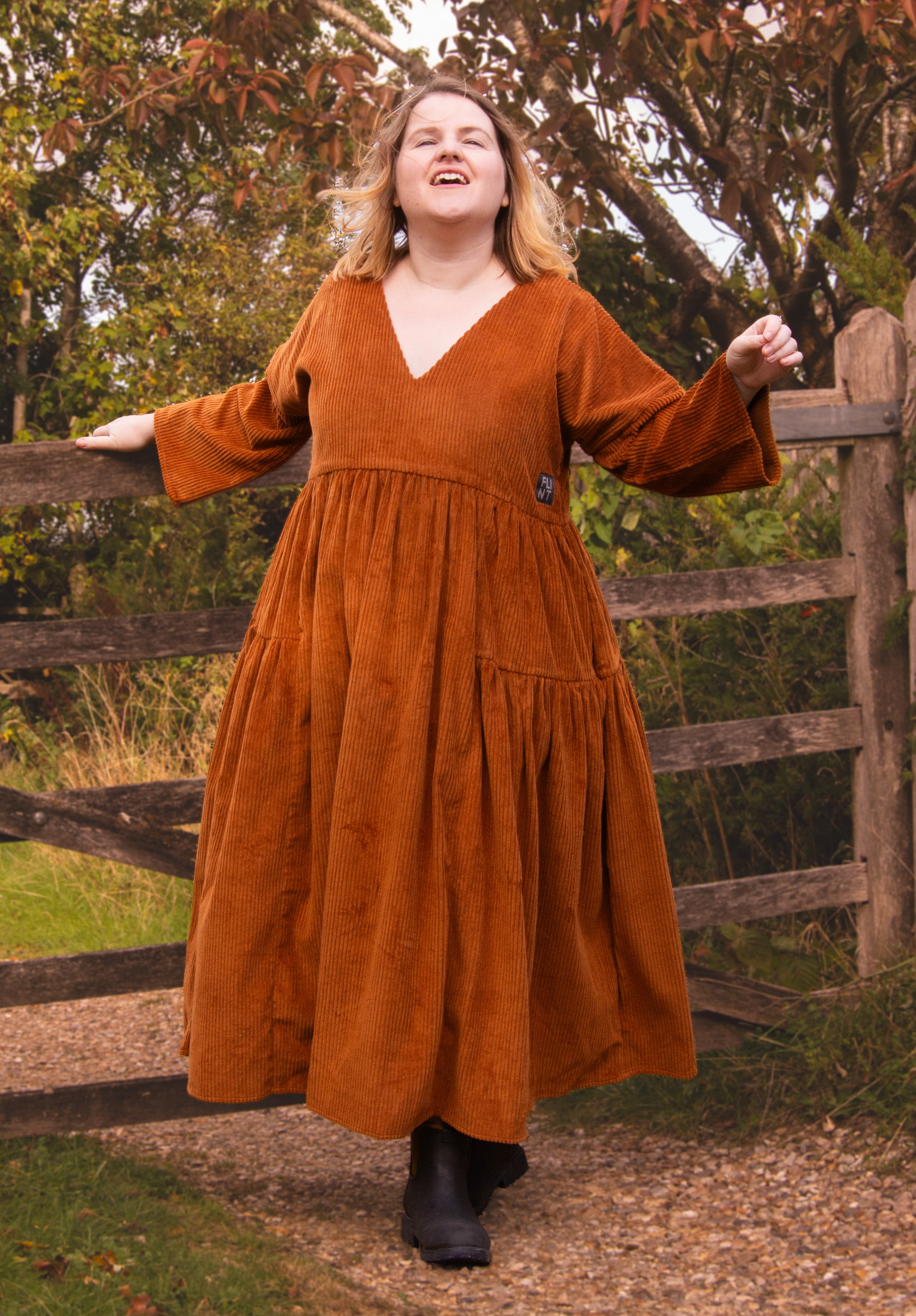 The Double Take Dress in Cider corduroy - House of Flint