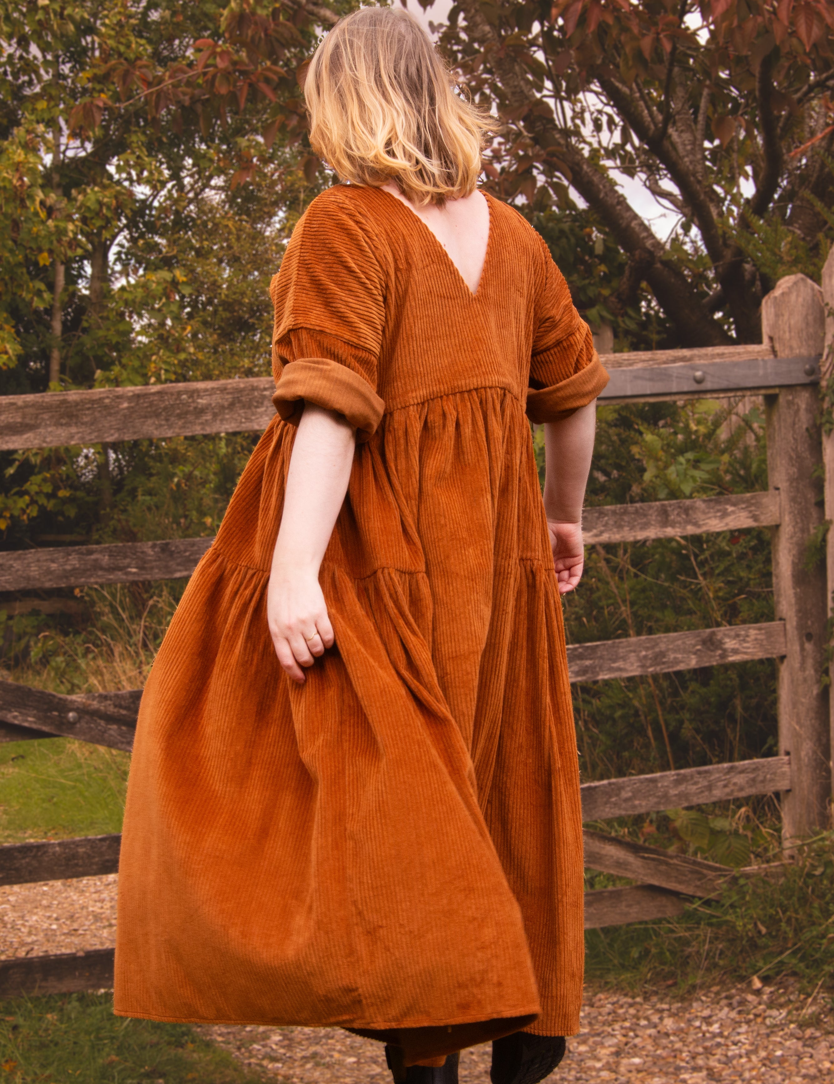 The Double Take Dress in Cider corduroy - House of Flint
