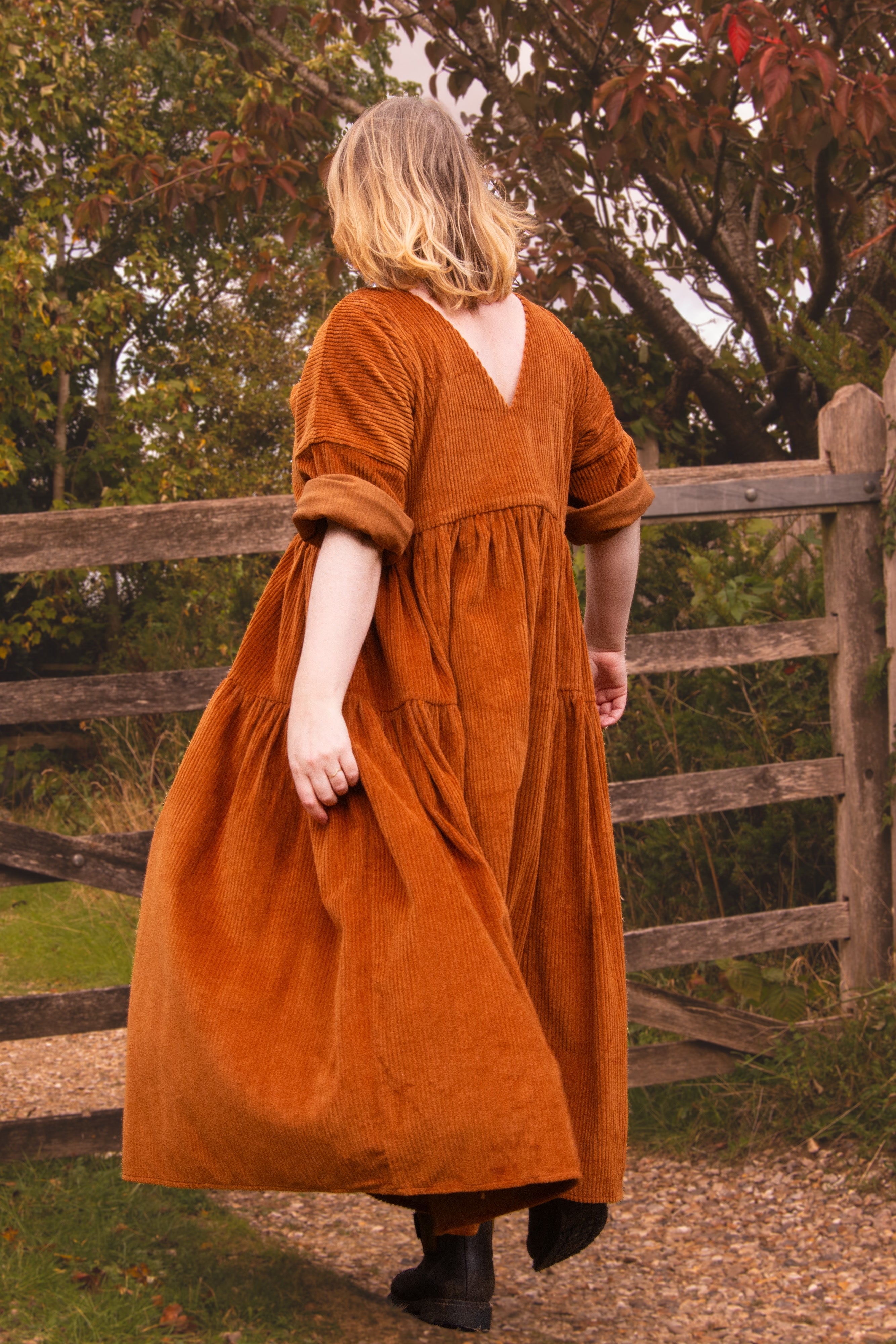 The Double Take Dress in Cider corduroy - House of Flint
