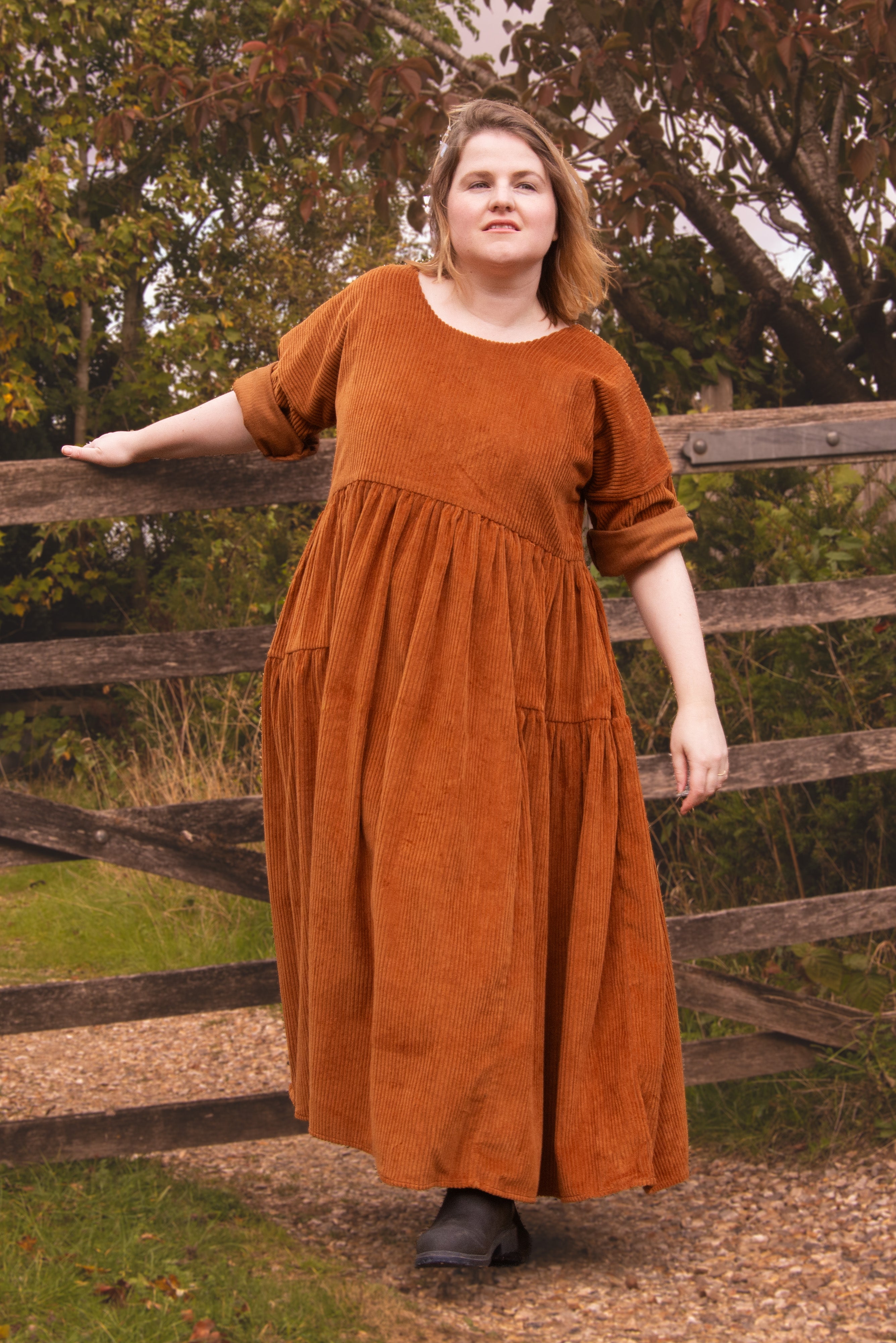 The Double Take Dress in Cider corduroy - House of Flint
