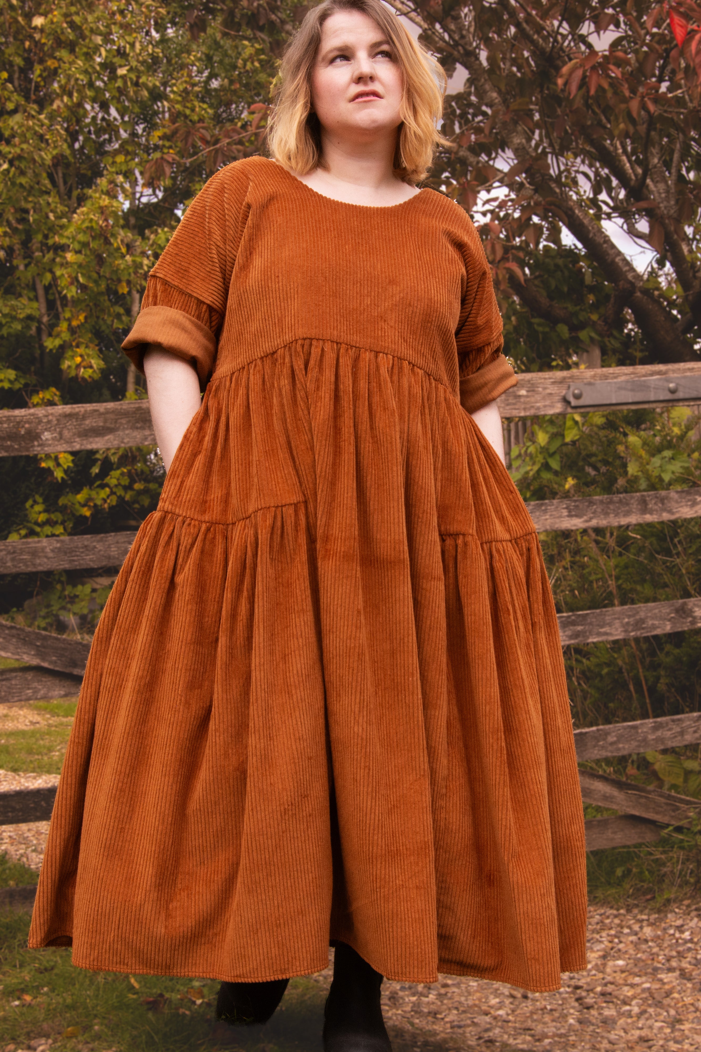 The Double Take Dress in Cider corduroy - House of Flint