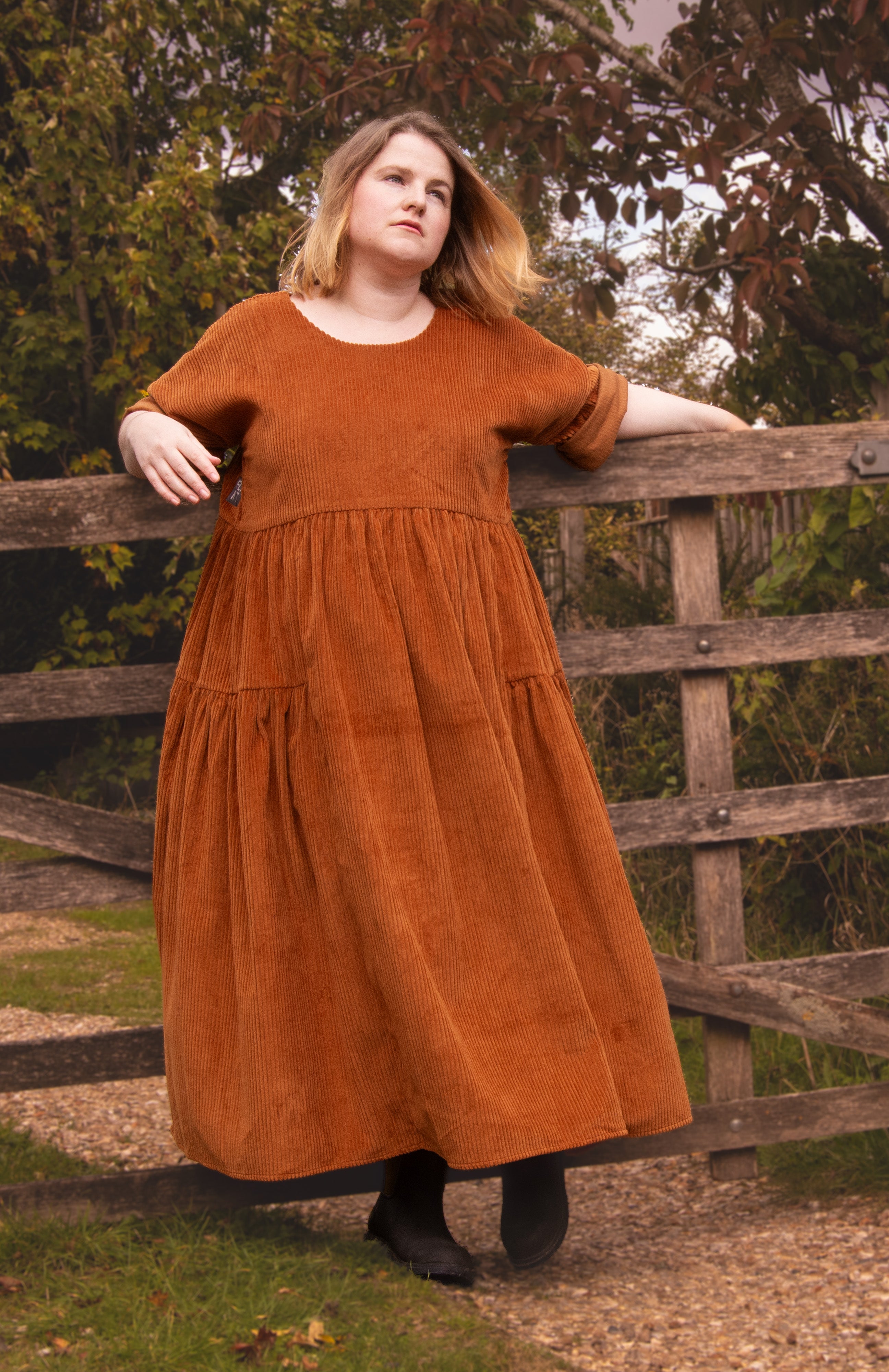 The Double Take Dress in Cider corduroy - House of Flint