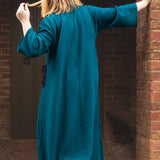 The Hybrid Dress in Peacock double gauze - House of Flint
