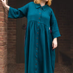 The Hybrid Dress in Peacock double gauze - House of Flint