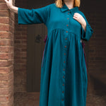 The Hybrid Dress in Peacock double gauze - House of Flint