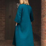 The Hybrid Dress in Peacock double gauze - House of Flint