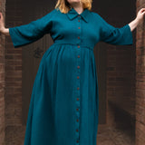 The Hybrid Dress in Peacock double gauze - House of Flint
