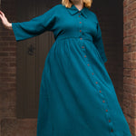 The Hybrid Dress in Peacock double gauze - House of Flint