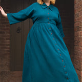 The Hybrid Dress in Peacock double gauze - House of Flint
