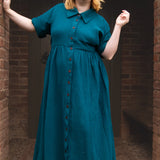 The Hybrid Dress in Peacock double gauze - House of Flint