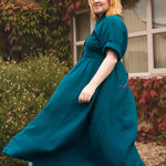 The Hybrid Dress in Peacock double gauze - House of Flint
