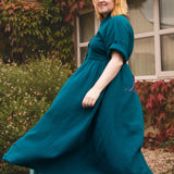 The Hybrid Dress in Peacock double gauze - House of Flint
