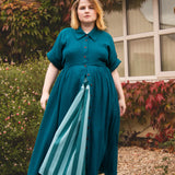 The Hybrid Dress in Peacock double gauze - House of Flint