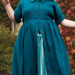 The Hybrid Dress in Peacock double gauze - House of Flint