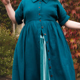 The Hybrid Dress in Peacock double gauze - House of Flint
