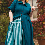 The Hybrid Dress in Peacock double gauze - House of Flint