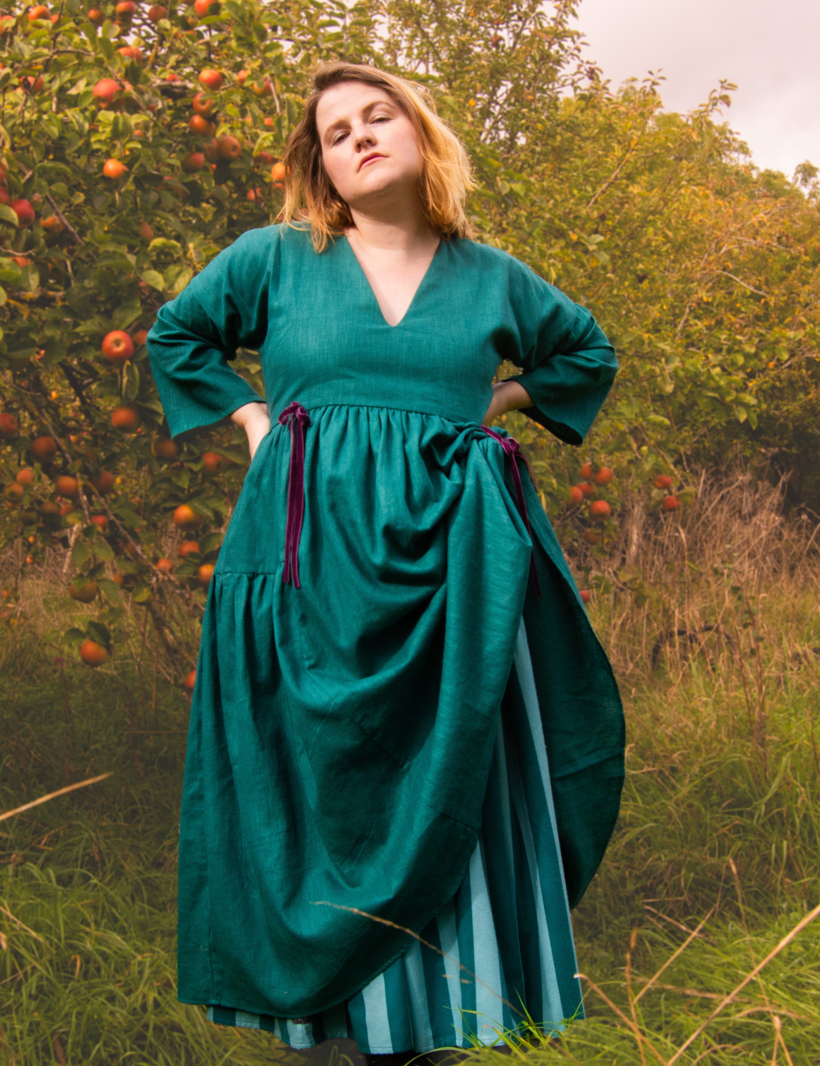 The Double Take Dress in Teal linen - House of Flint