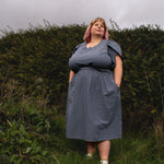 The Vintage Dress - blue/brown cotton/linen - 2XL - House of Flint