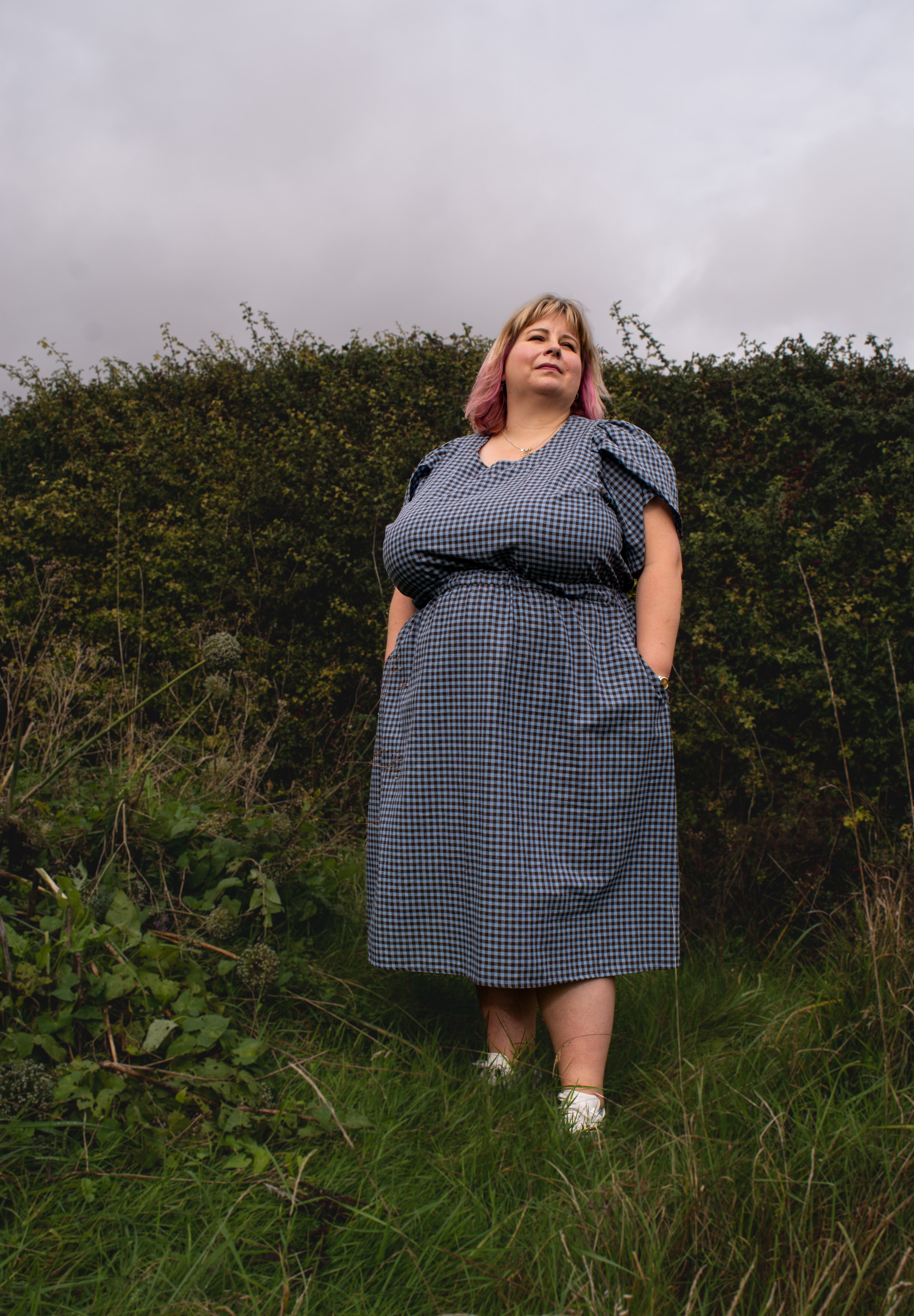 The Vintage Dress - blue/brown cotton/linen - 2XL - House of Flint