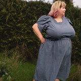The Vintage Dress - blue/brown cotton/linen - 2XL - House of Flint