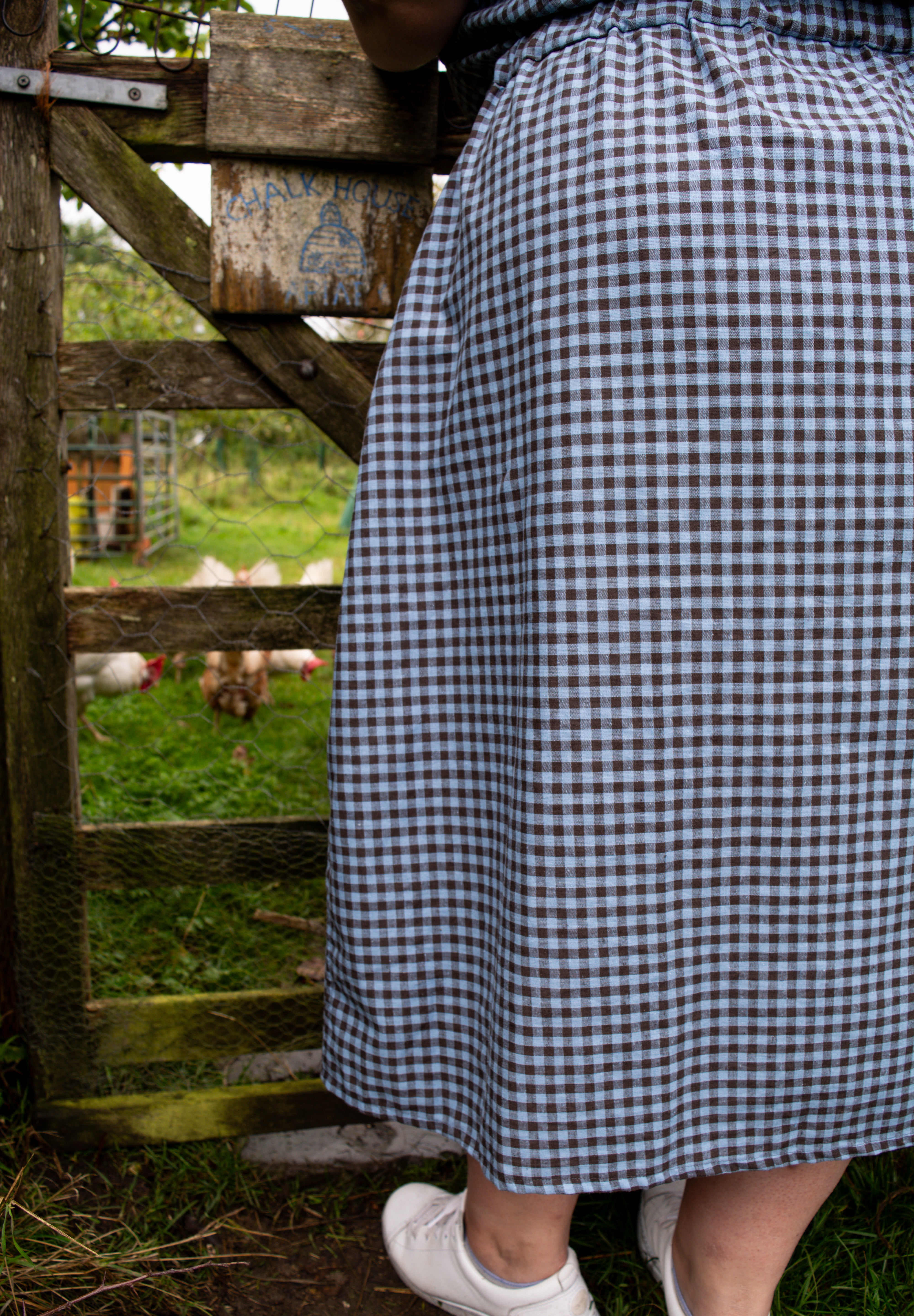 The Vintage Dress - blue/brown cotton/linen - 2XL - House of Flint