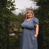 The Vintage Dress - blue/brown cotton/linen - 2XL - House of Flint