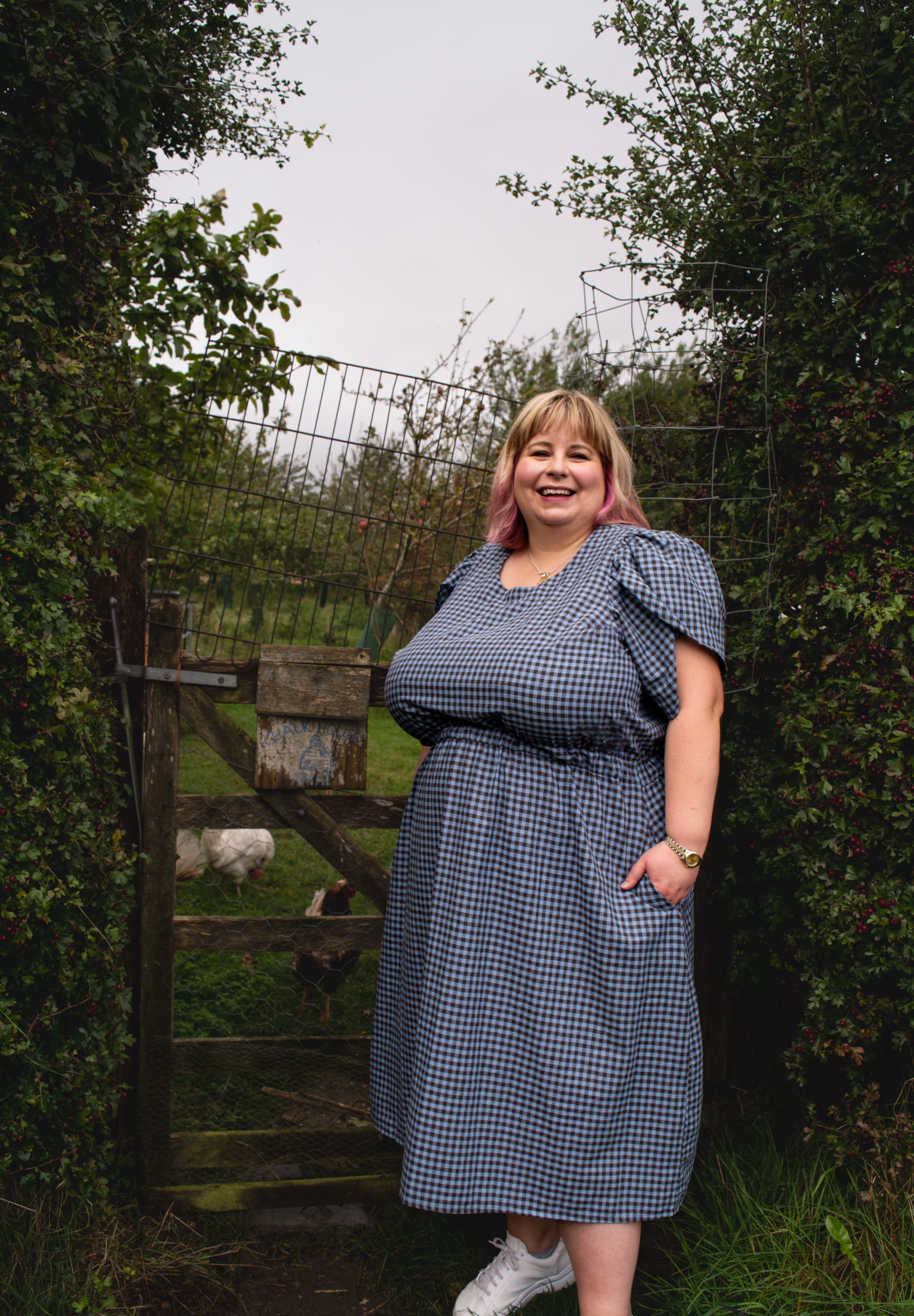 The Vintage Dress - blue/brown cotton/linen - 2XL - House of Flint