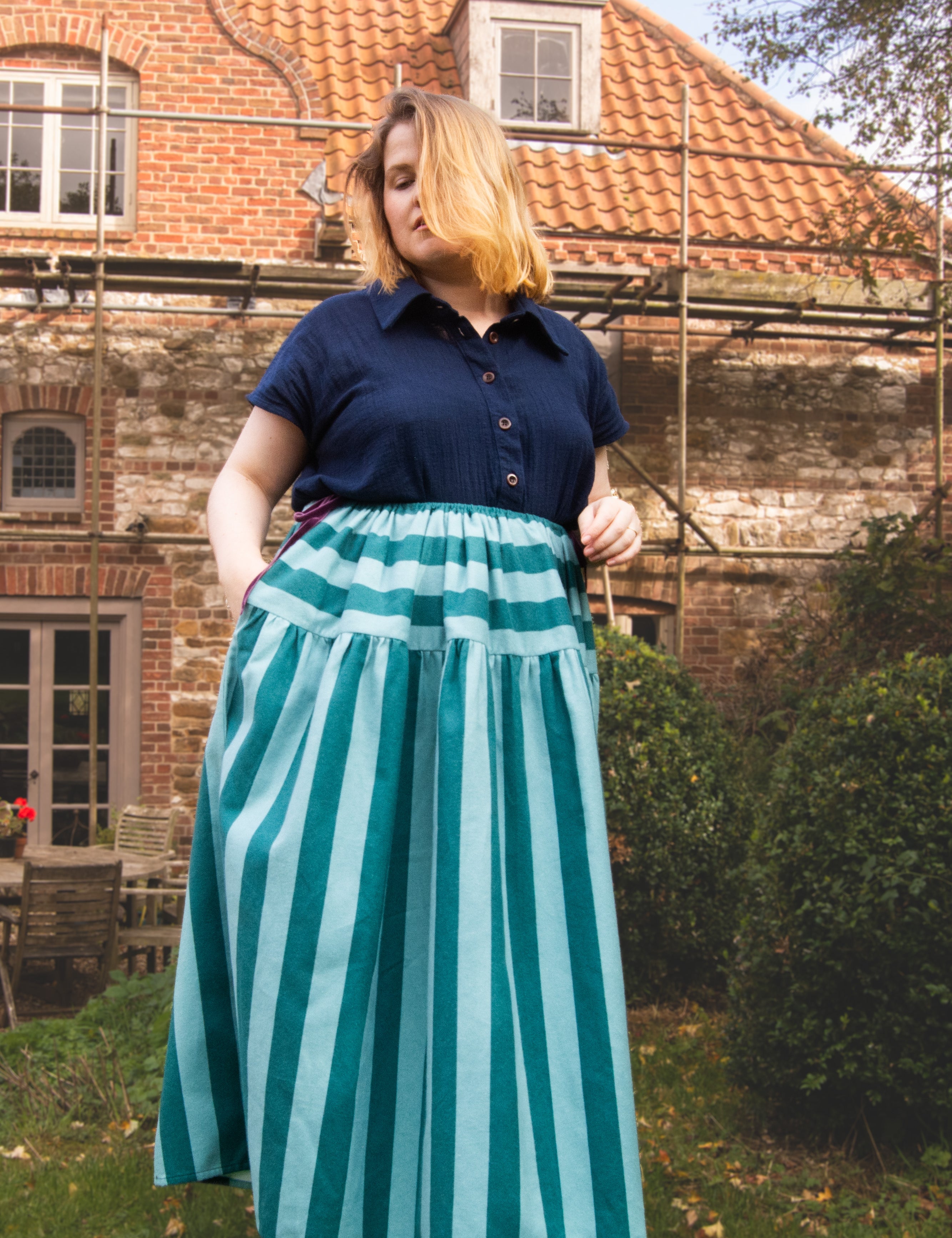 The Oak Skirt - Teal Stripe - House of Flint
