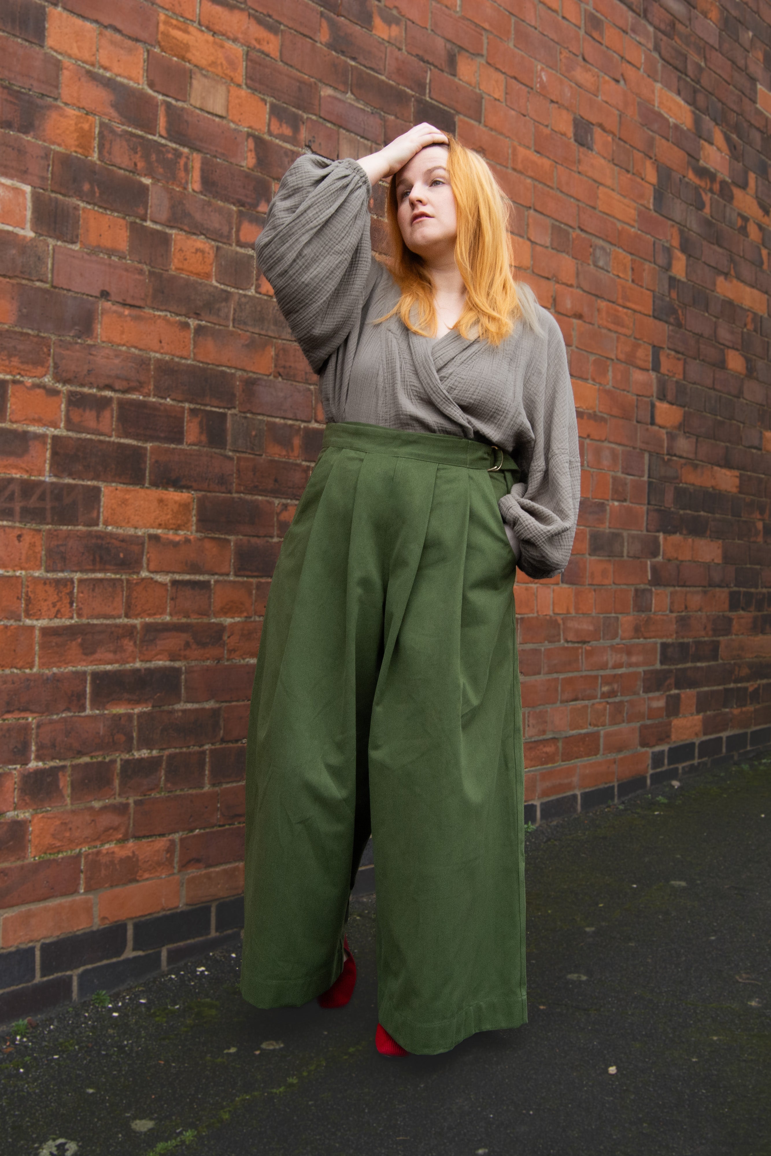 The Margo Trousers in Forest green twill - House of Flint