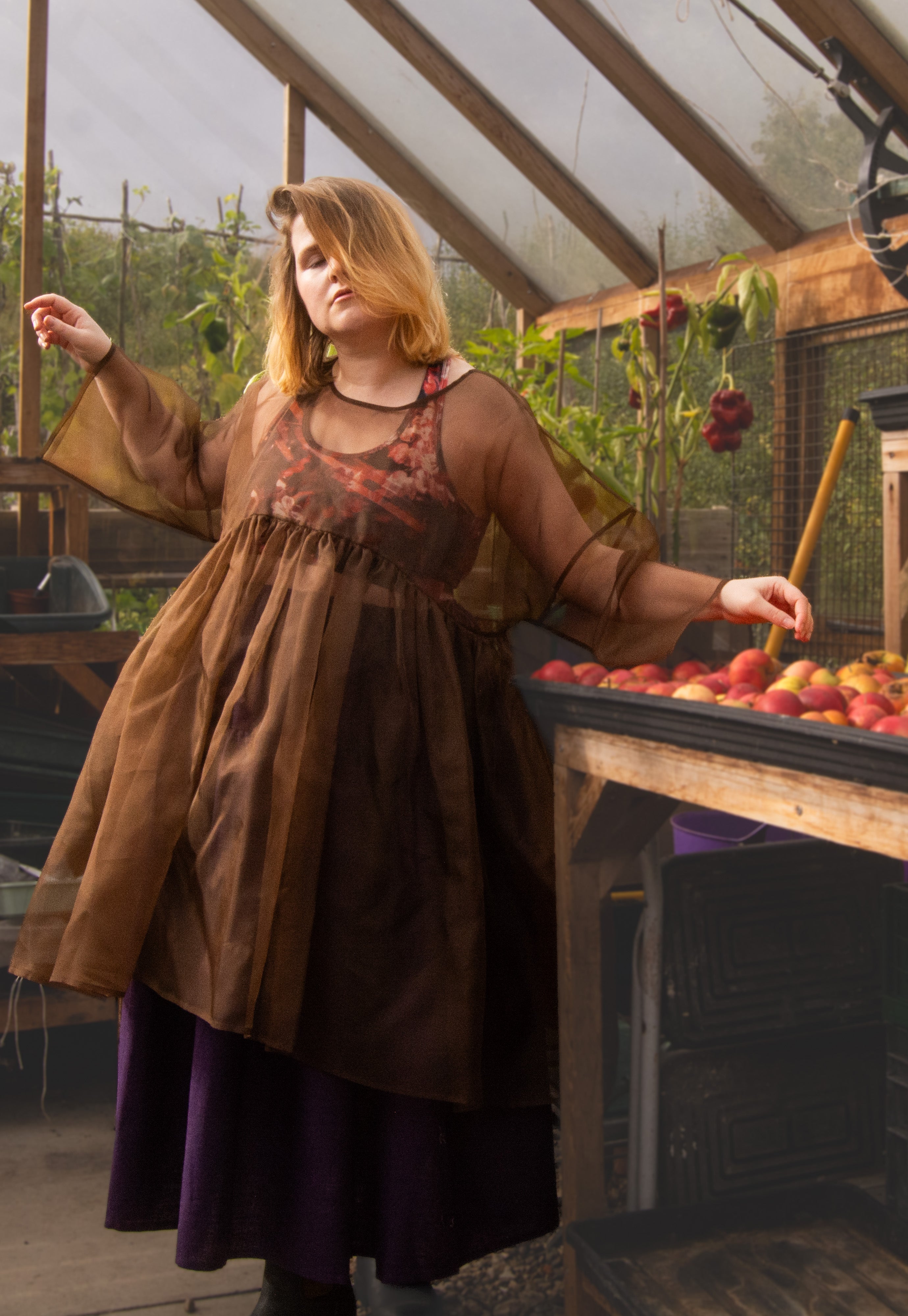 The Everything Tunic in Chestnut silk organza - House of Flint