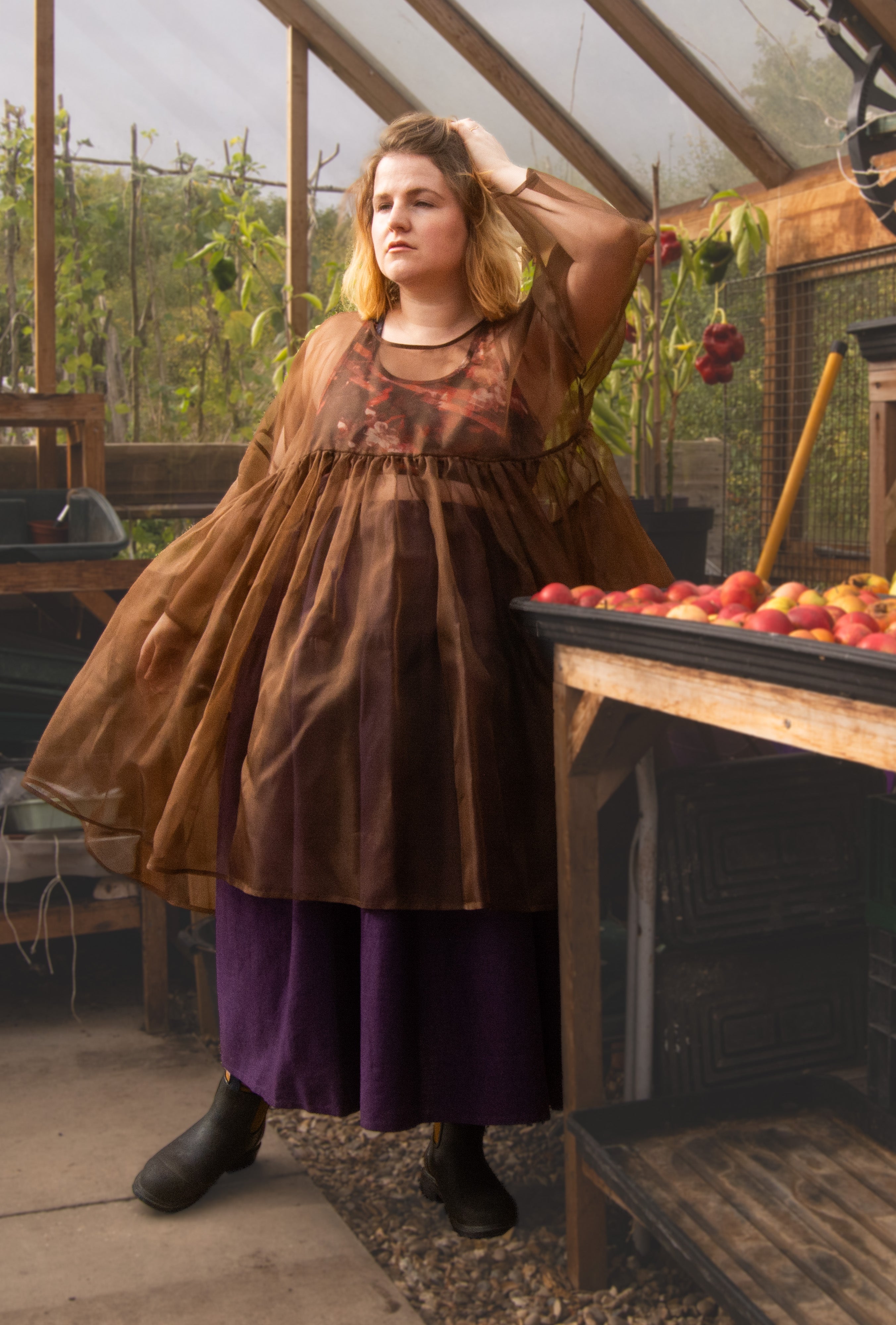The Everything Tunic in Chestnut silk organza - House of Flint