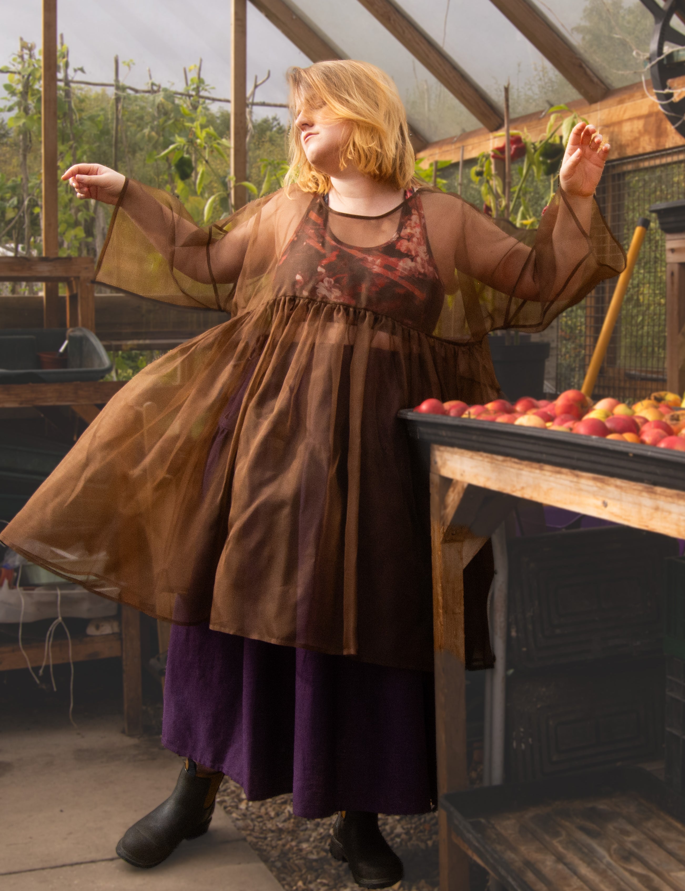 The Everything Tunic in Chestnut silk organza - House of Flint
