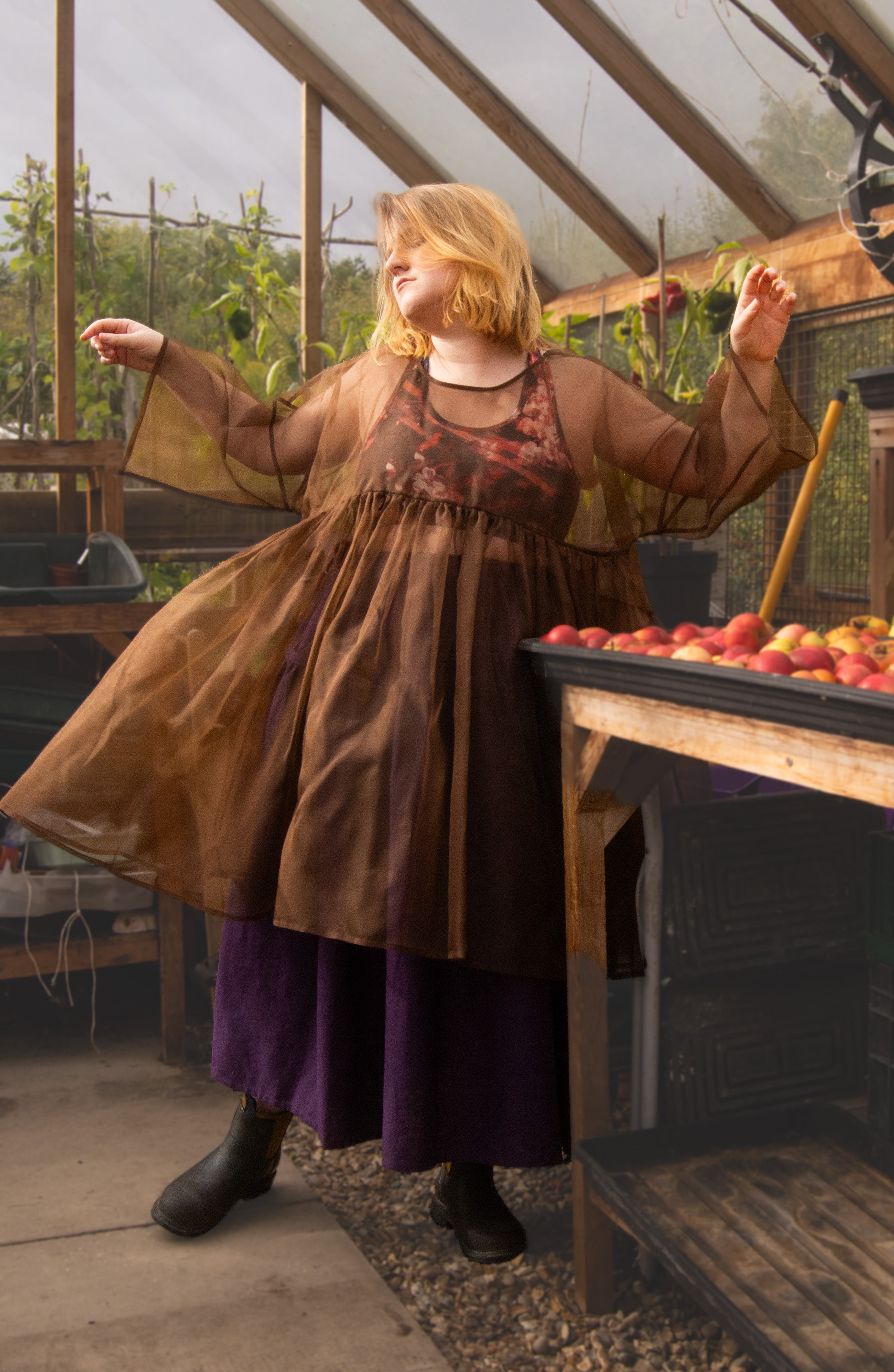 The Everything Tunic in Chestnut silk organza - House of Flint